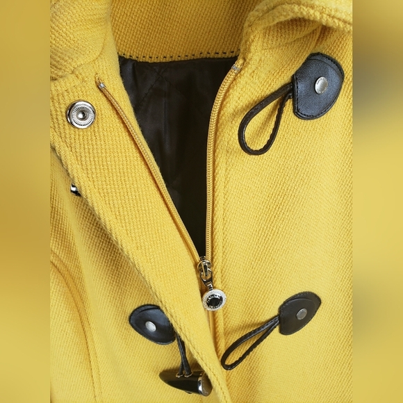Calvin Klein Yellow Wool Blend Hooded Long Sleeve Zip Snap Closure Sz 6 - Picture 9 of 12